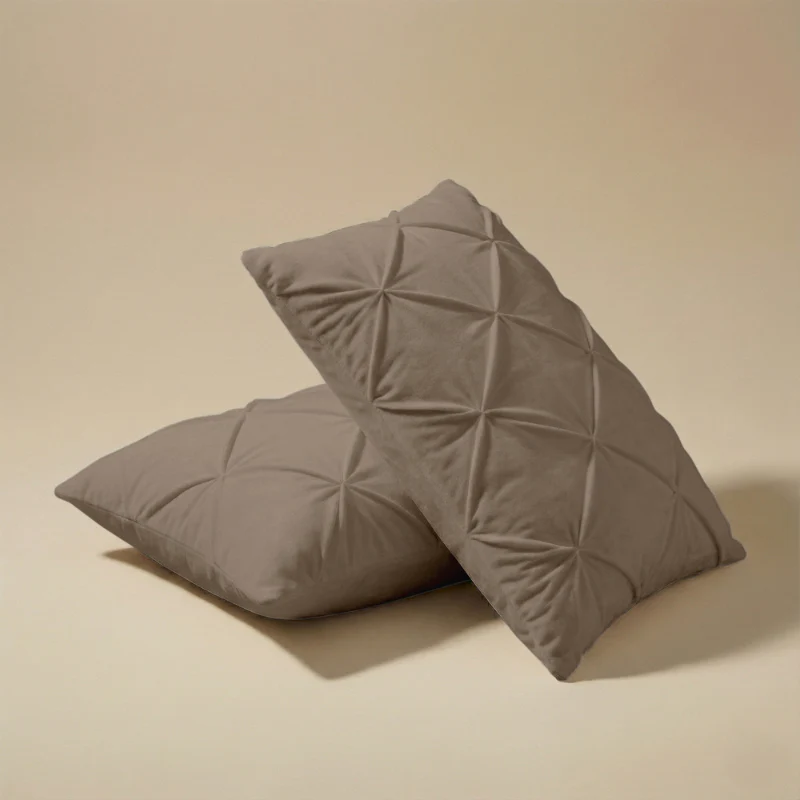 2-PACK: Kussenslopen Velvet Pintuck - Taupe - Image 2