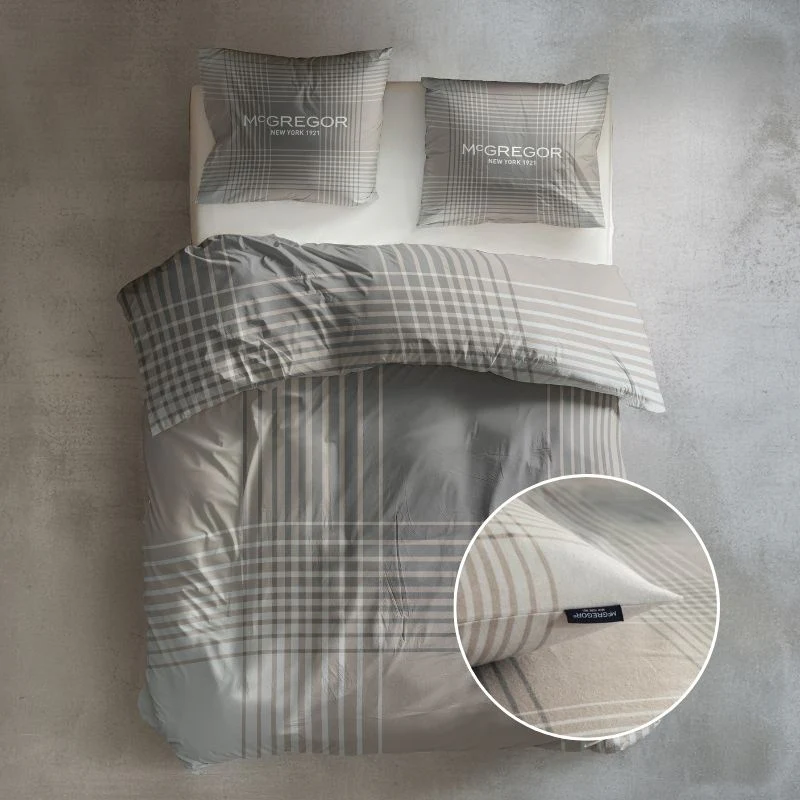 Dekbedovertrek McGregor - Katoen-Flanel - Taupe Tartan - Image 2