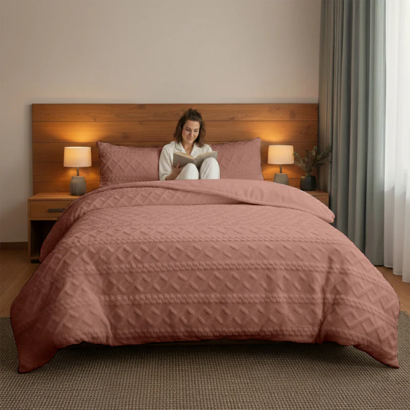 Dekbedovertrek Teddy Jacquard - Roze - Image 3