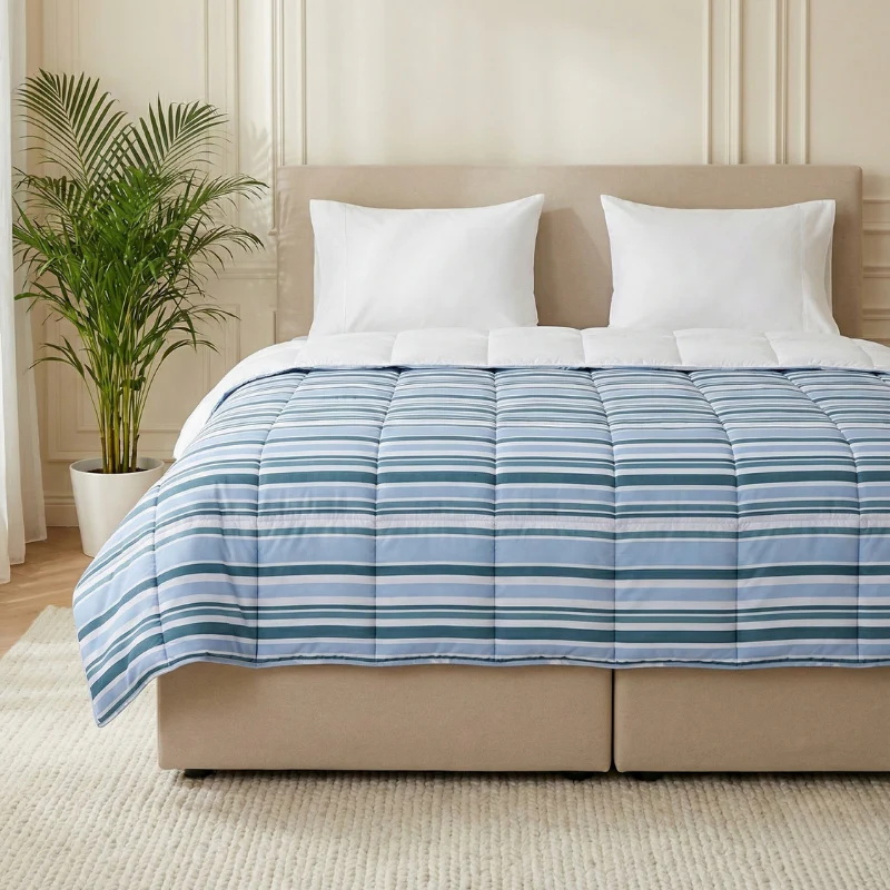 Easy Dekbed Zonder Overtrek - Horizontal Lines - Navy