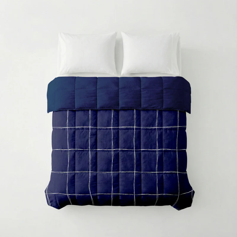 Easy Dekbed Zonder Overtrek - Scribble Squares - Navy - Image 2