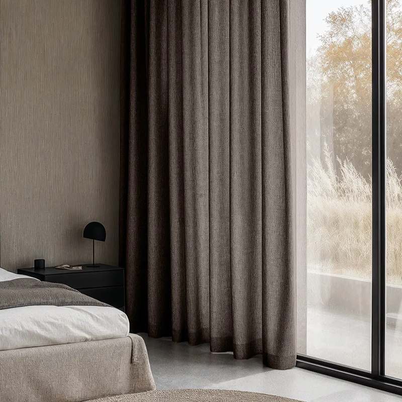 Gordijnen met Linnen Look - Haken of Ringen - Taupe