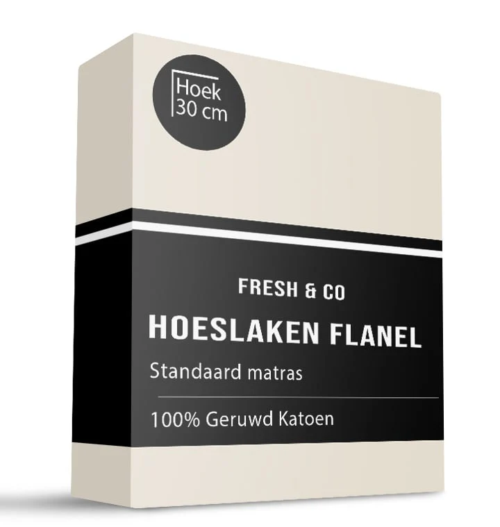 Hoeslaken Katoen Flanel - Creme