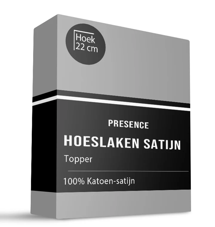 Topper Hoeslaken - Katoen Satijn - Zilver