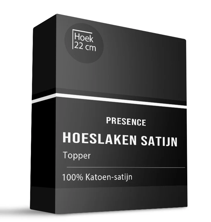 Topper Hoeslaken - Katoen Satijn  - Zwart