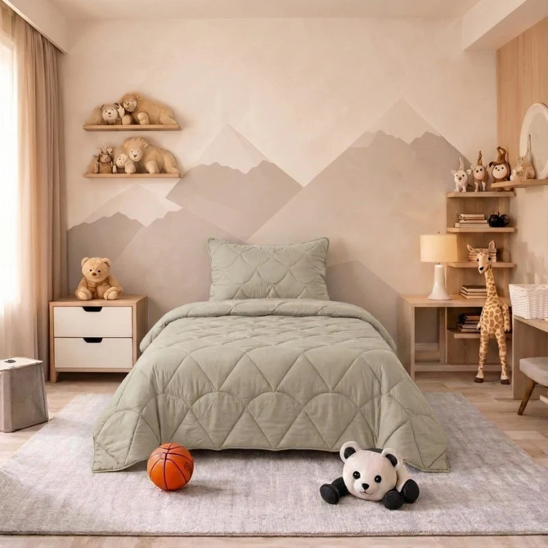 Kids Lazy Dekbed Zonder Overtrek - Velvet - Taupe/Grijs