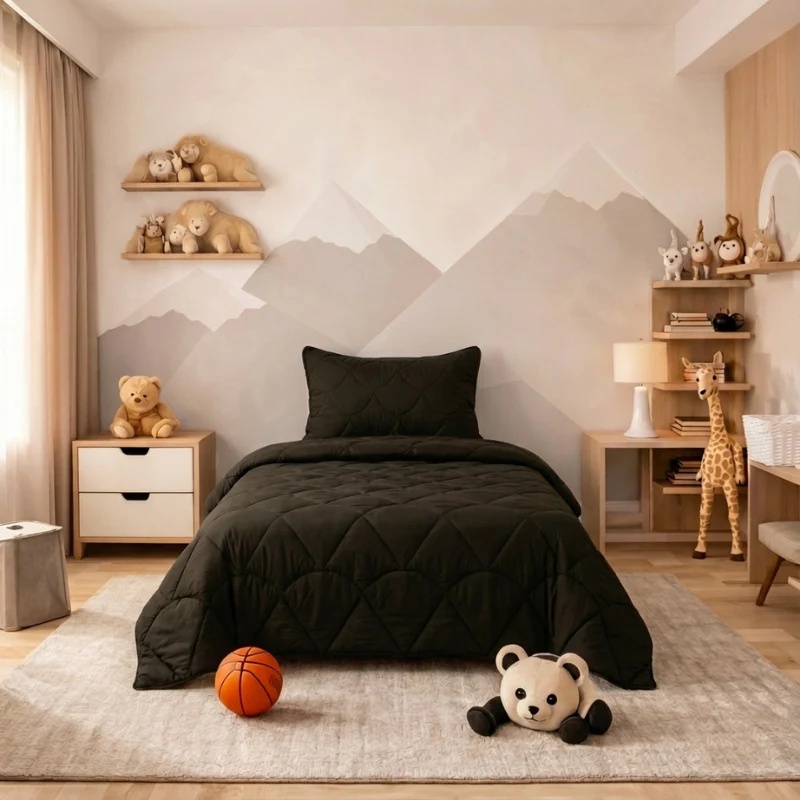 Kids Lazy Dekbed Zonder Overtrek - Velvet - Zwart