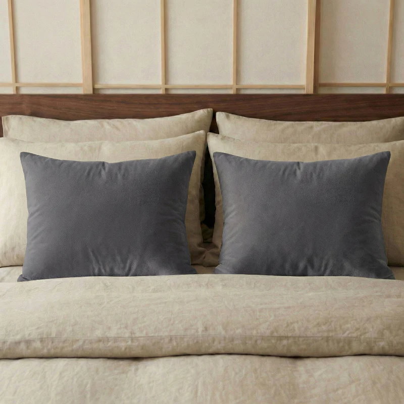 Kussenslopen Percale Katoen: 2-PACK - Antraciet
