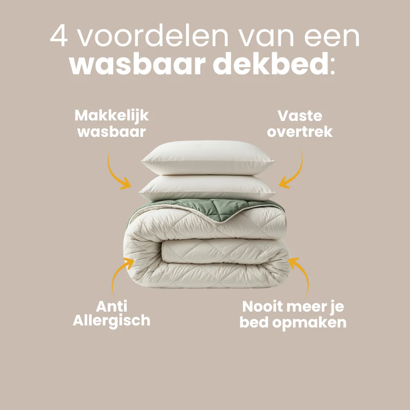 Lazy Dekbed Zonder Overtrek - Crème/Groen - Image 11