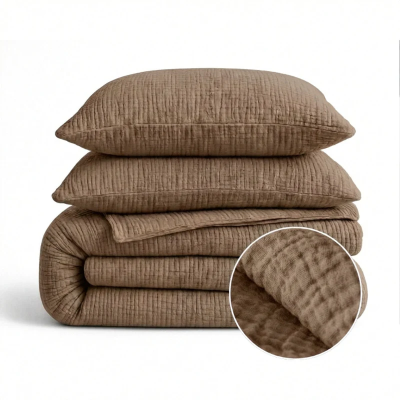 Lazy Dekbed Zonder Overtrek - Katoen Mousseline - Donker Taupe