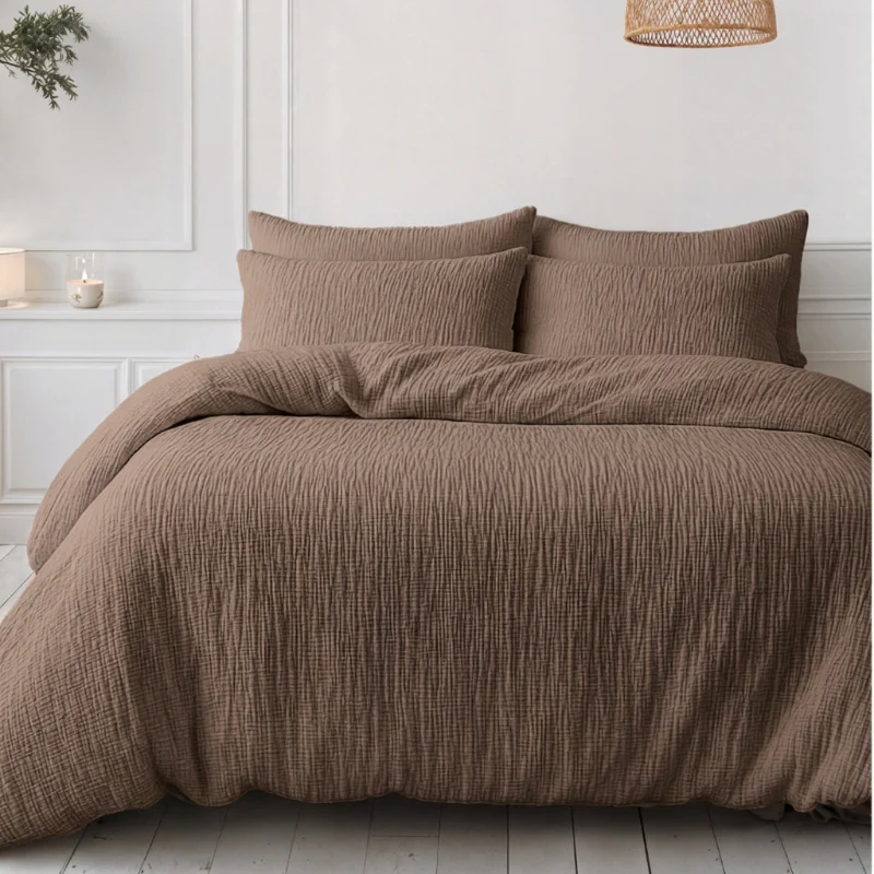 Lazy Dekbed Zonder Overtrek - Katoen Mousseline - Donker Taupe - Image 2