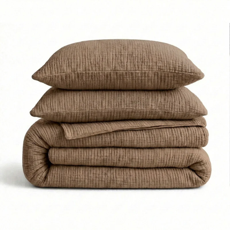 Lazy Dekbed Zonder Overtrek - Katoen Mousseline - Donker Taupe - Image 3
