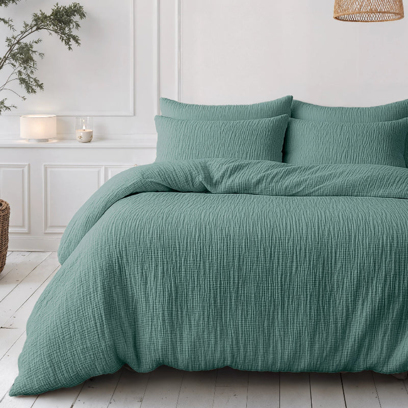 Lazy Dekbed Zonder Overtrek - Katoen Mousseline - Groen - Image 6