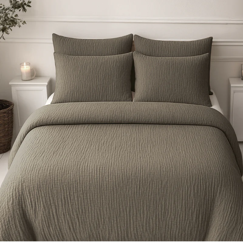 Lazy Dekbed Zonder Overtrek - Katoen Mousseline - Taupe - Image 6
