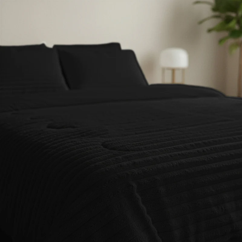 Lazy Dekbed Zonder Overtrek - Teddy Rib - Zwart - Image 9