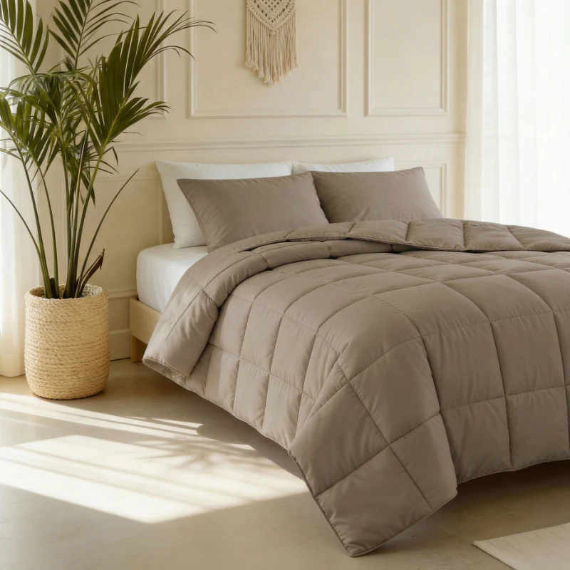 Lazy Dekbed Zonder Overtrek - Percale Katoen - Taupe - Image 2