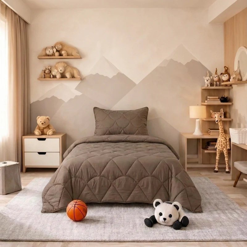Kids Lazy Dekbed Zonder Overtrek - Velvet - Taupe/Bruin