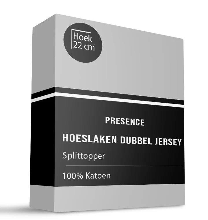 Splittopper Hoeslaken - Katoen Dubbel Jersey - Lichtgrijs