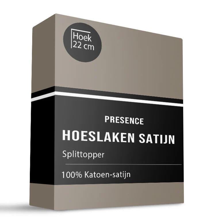 Splittopper Hoeslaken - Katoen Satijn - Truffel