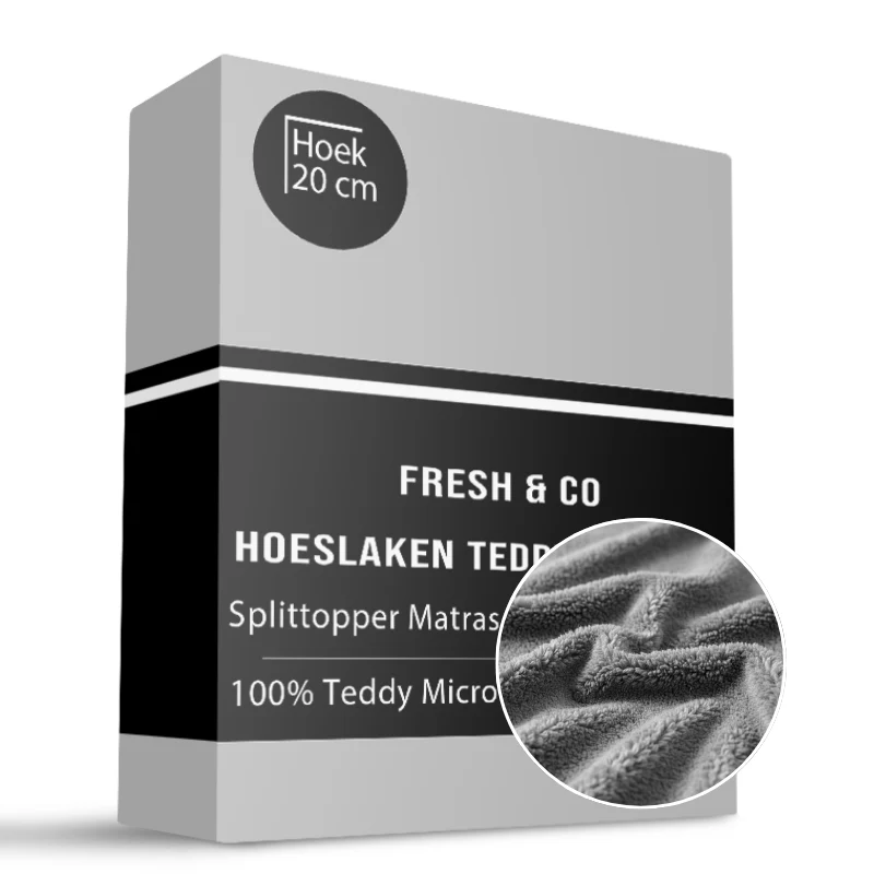 Splittopper Hoeslaken Teddy - Licht Grijs