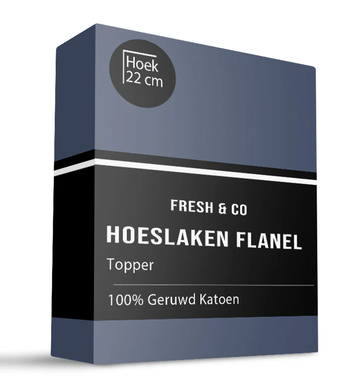 Topper Hoeslaken - Katoen Flanel - Navy