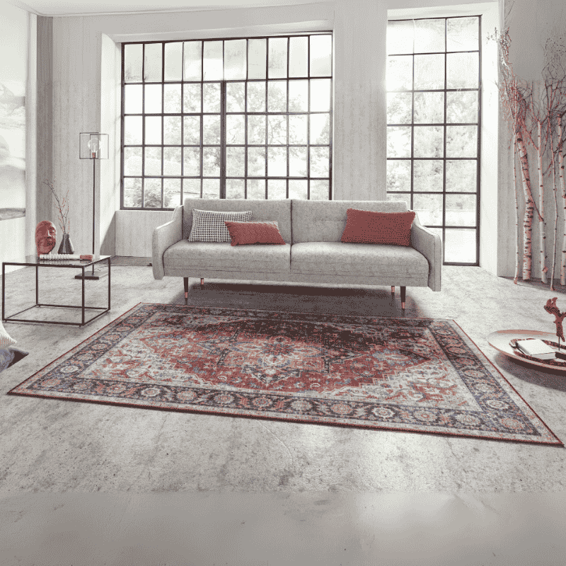 Vintage Vloerkleed Anthea - Rood/Blauw