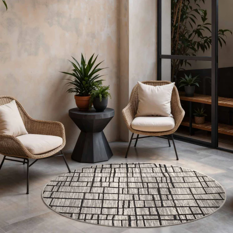 Vloerkleed Crouch Rond - Zwart Wit